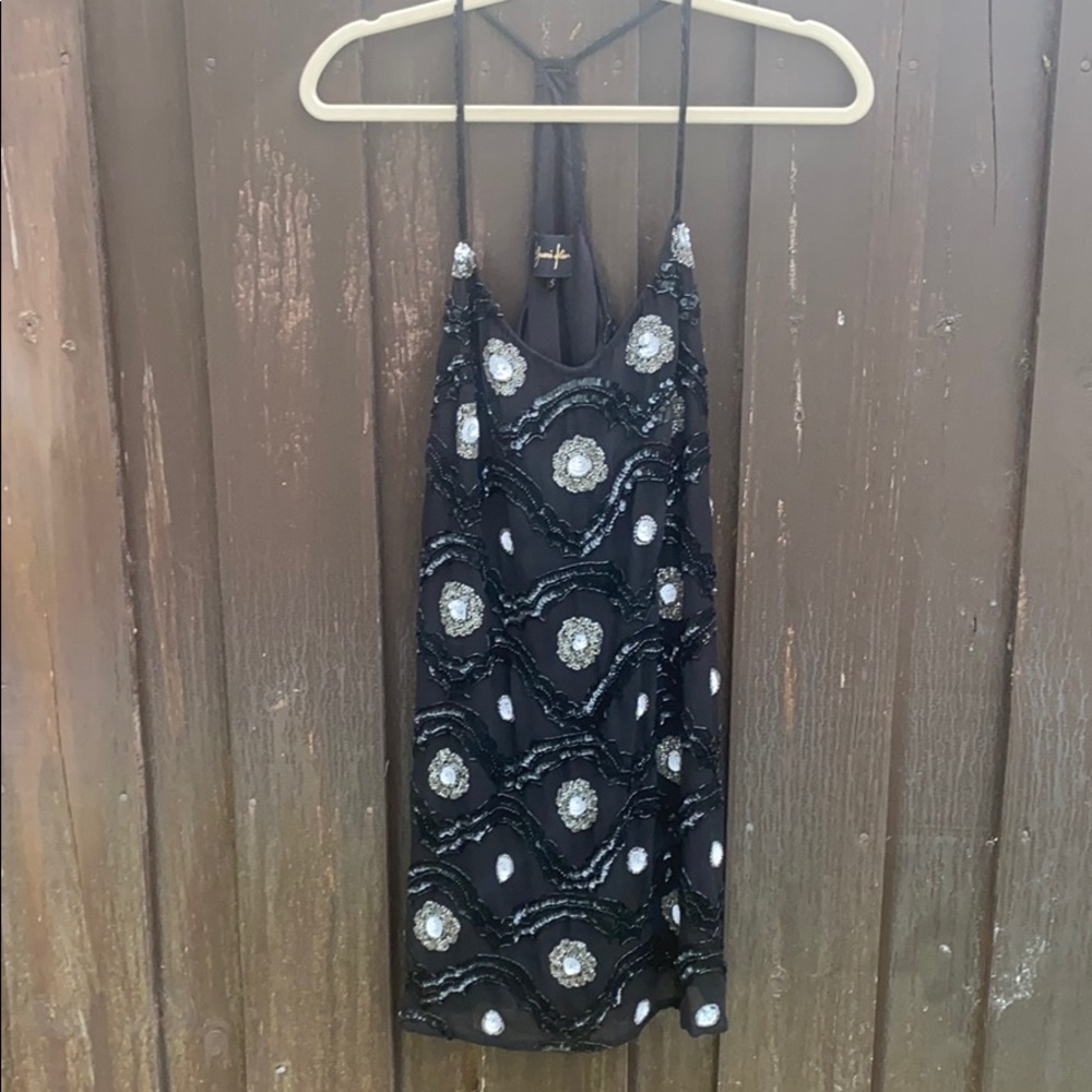Yumi Kim Black(S) white silver sequin strap dress